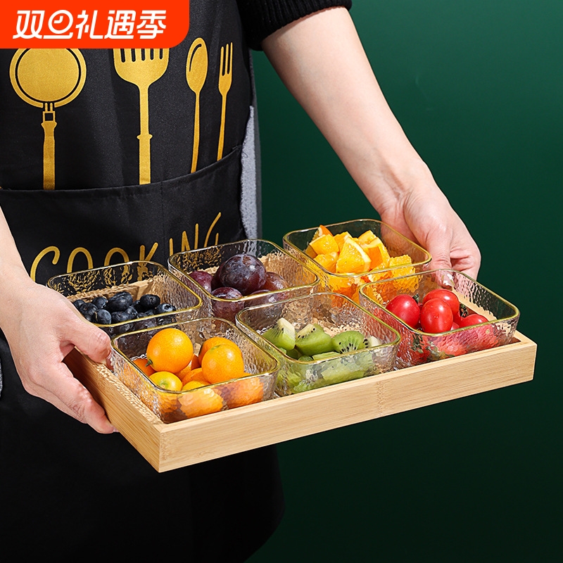 点心分隔拼盘玻璃水果盘现代客厅