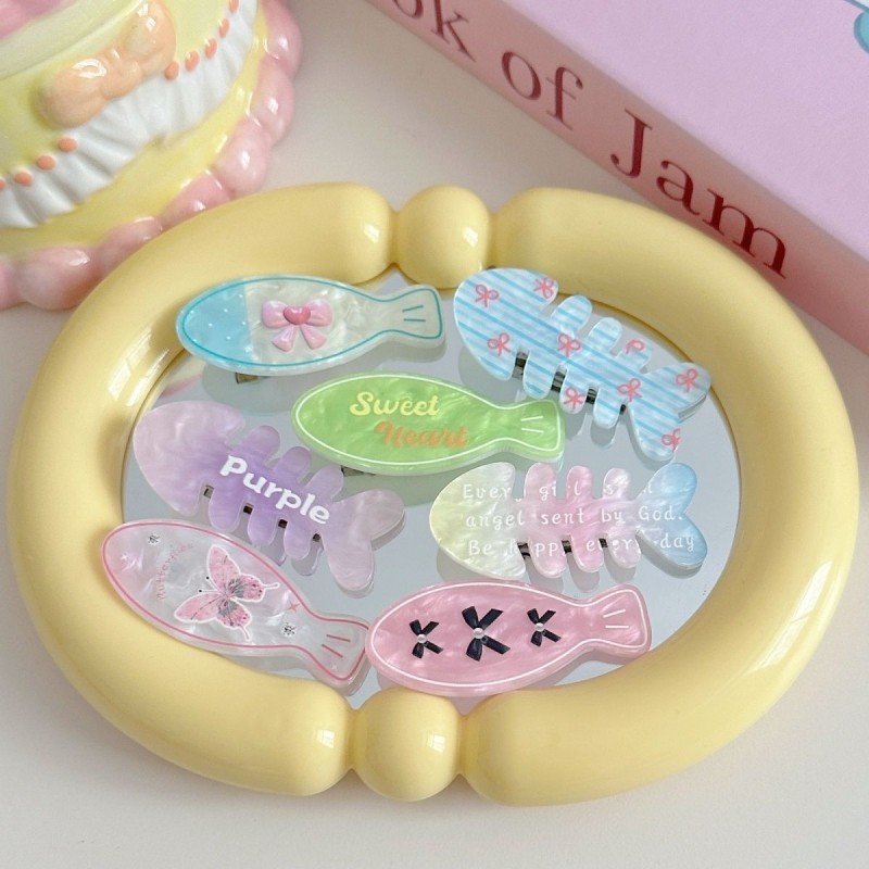 七款花花小鱼发夹 可爱甜美少女心鸭嘴夹卡通刘海边夹头饰卡子女