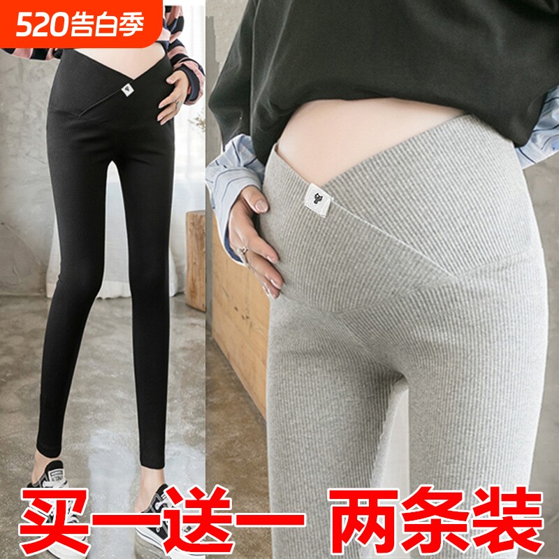 孕妇打底裤春秋冬外穿时尚加绒加厚宽松大码休闲托腹小脚裤孕妇装