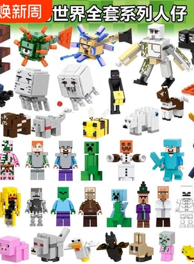 我的世界全套史蒂夫苦力怕恶魂积木人仔末影人武器拼装新年玩具男