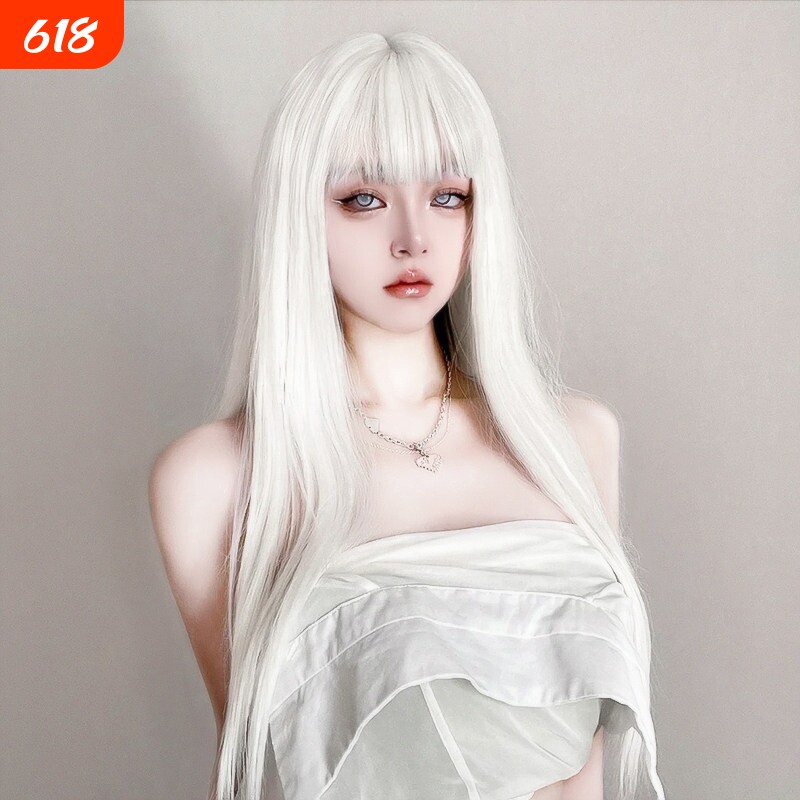 白色假发女长发全头套式万用cos二次元lolita长直发仿真发假