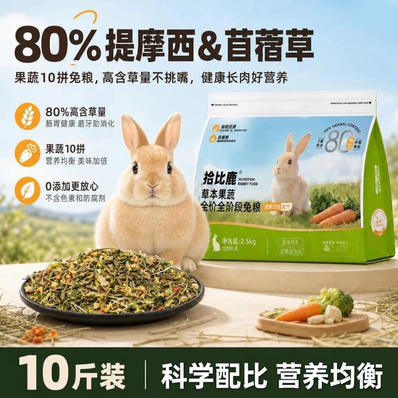 兔粮10斤装兔饲料幼兔侏儒兔专用图片