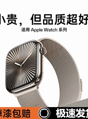 适用苹果手表S11表带米兰尼斯磁吸iwatchs10编织applewatch987/6SEultra运动透气男高级非原装金属不锈钢表带