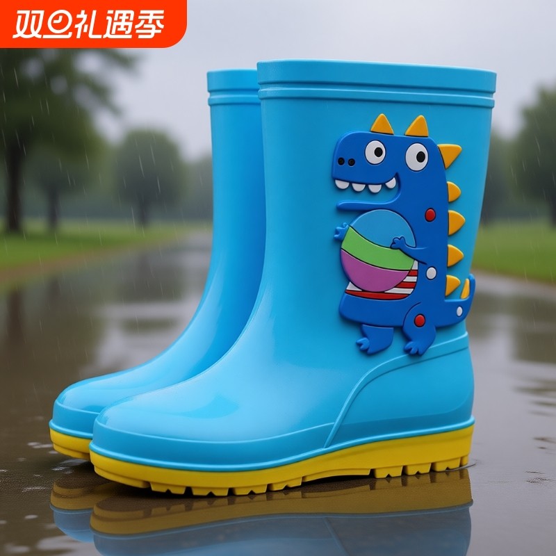 儿童防水雨鞋男女童宝宝雨靴加绒保暖学生胶鞋小孩中大童水鞋防滑