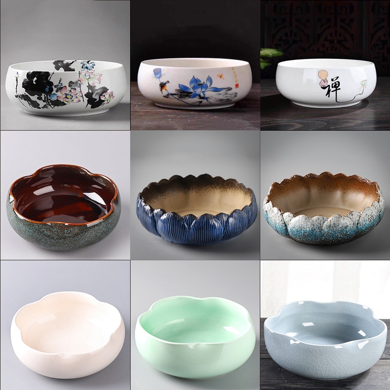 茶洗缸大号特大水盂功夫笔洗茶具盆配件大全陶瓷器精品家用品中式