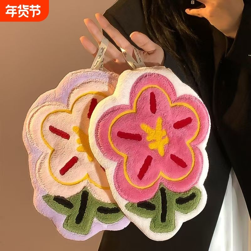 卡通加厚擦手巾挂式手帕毛巾可爱吸水速干厨房卫生间吸水不掉毛