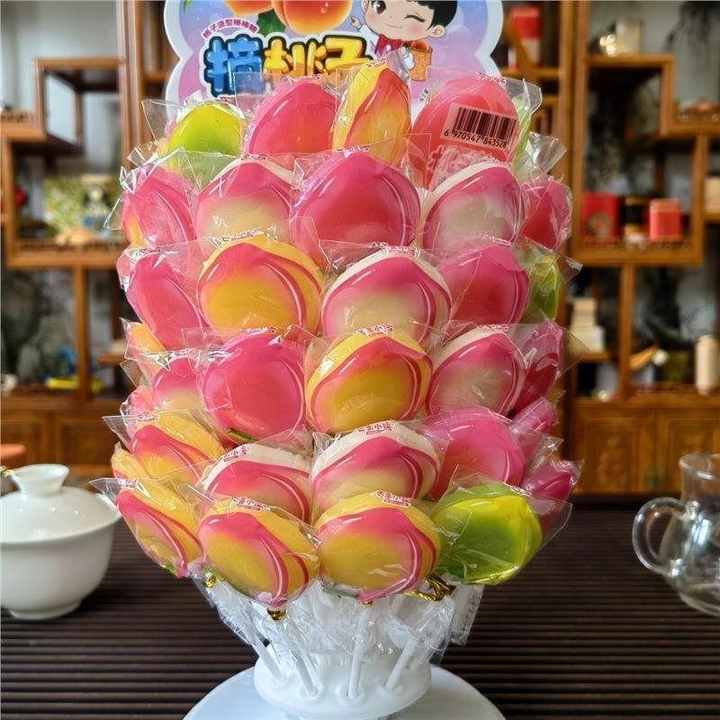 新款桃子熟了多种水果口味棒棒糖硬糖儿童高颜值节日礼物糖果批发