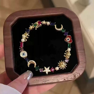 星月神话复古彩色爱心手链女2025新款个性时尚百搭高级感手环串珠