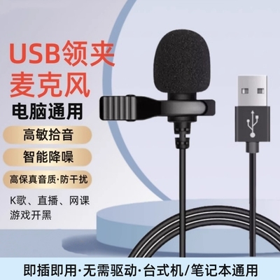 领夹麦克风usb台式/笔记本电脑话筒降噪游戏录音会议扩音器