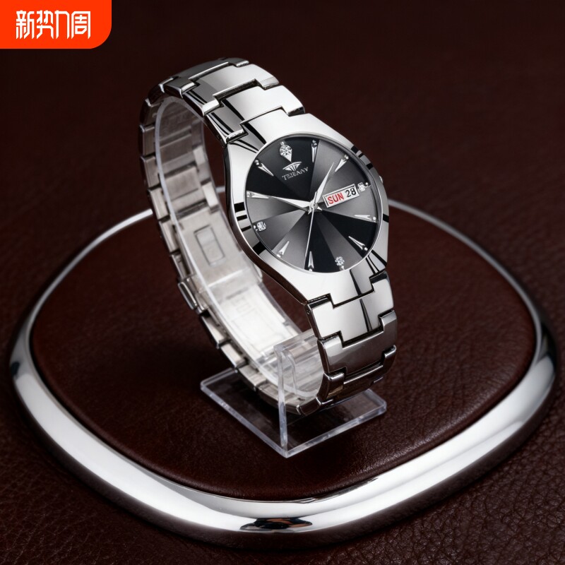 手表男款机械风全自动防水高级感全自动男表数字双日历防水腕表男