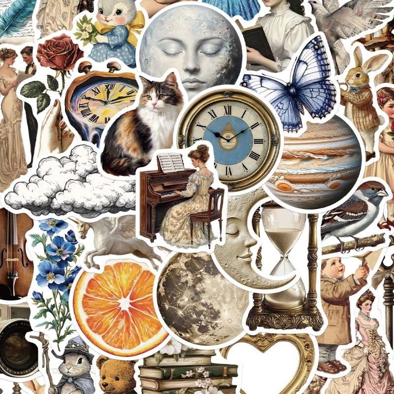 100张复古艺术美学贴纸趣味手绘ins风装饰手账桌面手机壳笔记本,文具电教/文化用品/商务用品,贴纸/立体贴纸,淘宝优惠券,粉丝福利购,淘宝优惠卷