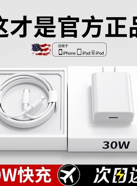 适用苹果iphone17promax充电器头PD30W快充14pro正品usbc15/16数据线typec插ipad手机20W13plus原12装11接口