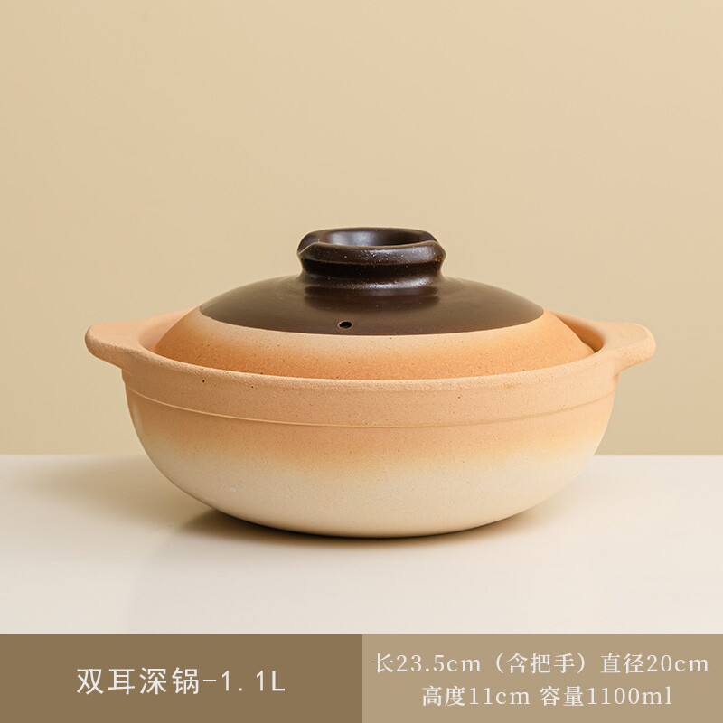 双耳深砂锅适配多种炉具舒适握感端取轻松深锅设计炖煮多规格