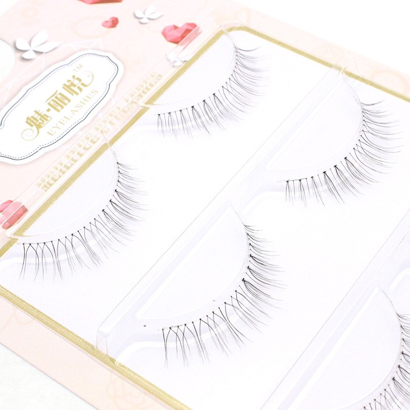 903日系0.03料手工磨尖空气感一片式假睫毛 自然交叉短款假眼