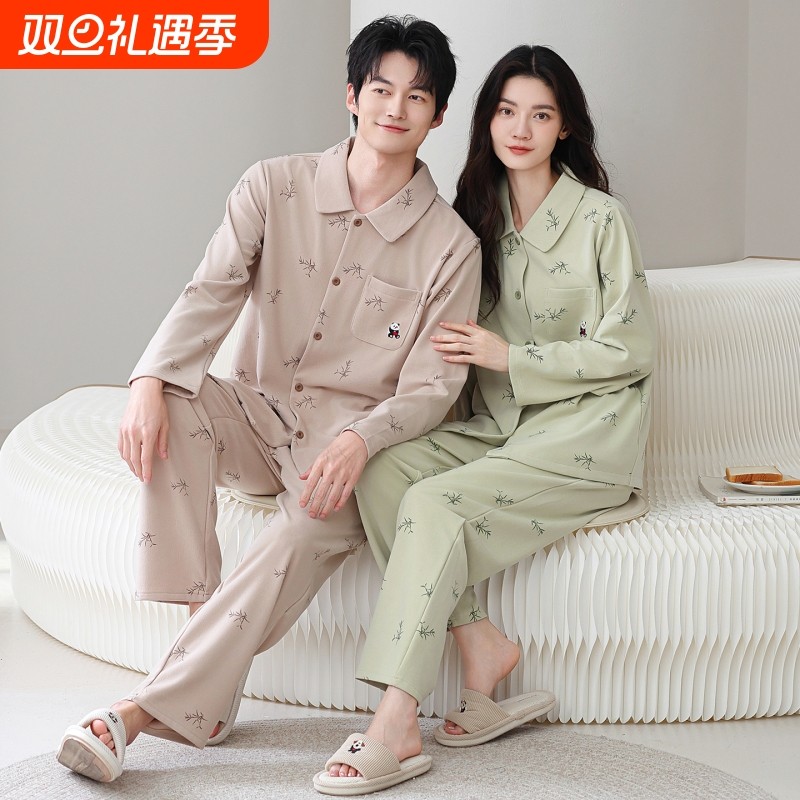 2025新款睡衣男女款秋冬情侣男士德绒家居服加绒厚款一男一女套装