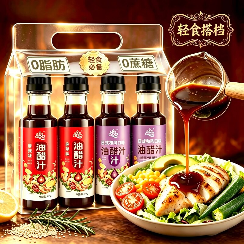 0脂肪油醋汁沙拉酱解腻轻食餐瓶装酸甜调味料减脂经典家用调味品