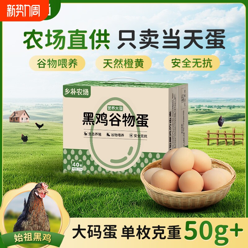 乡朴黑鸡蛋土鸡蛋黑鸡鲜鸡蛋无抗无激素礼盒装顺丰新鲜抗生素始祖