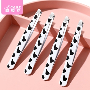眉夹 奶牛纹斜口眉毛夹镊子拔毛夹钳眉毛假睫毛工具 花纹A1pl200