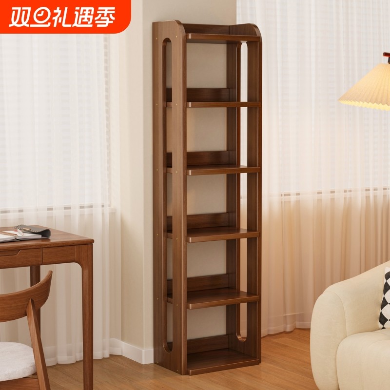 书架落地置物架一体靠墙转角储物柜简易学生家用不占空间实木书柜