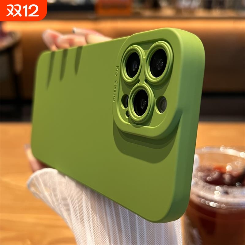 简约纯色芥末绿适用iQOO13/12手机壳10/9pro全包镜头neo10/neo9spro硅胶neo8/7SE软Z9加高镜头z10turbo防摔