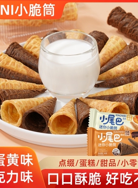 冰淇淋小尾巴蛋筒甜筒脆筒华夫小蛋卷咸蛋黄儿童零食冰激凌巧克力