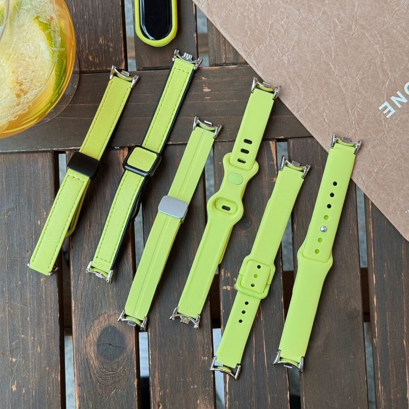 【荧光绿】适用小米手环10表带亮眼高颜值8硅胶金属磁吸9陶瓷版皮质折叠扣NFC通用智能手表硅胶软壳配件