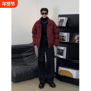户外安格拉红工装羽绒服男冬季加厚棉外套潮牌高级感短款美式面包