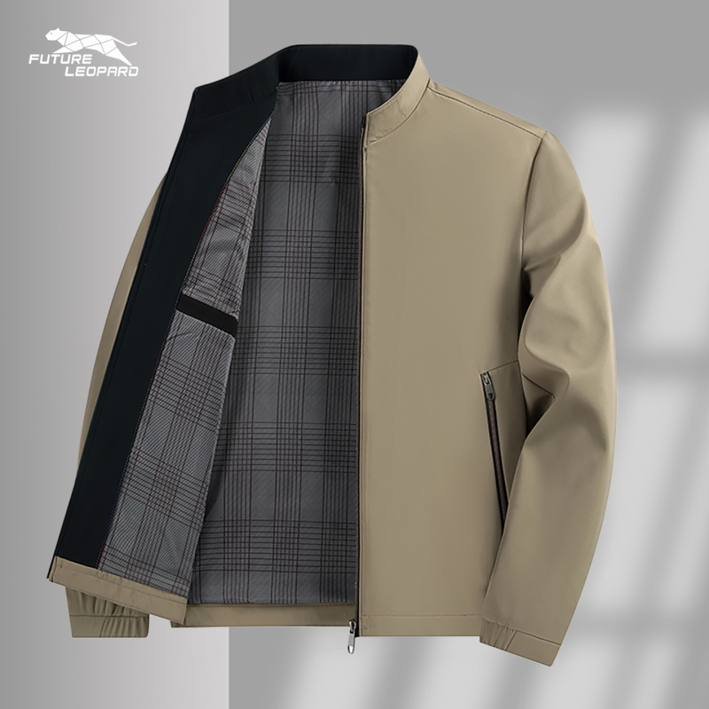 未来豹跑步运动男棒球领保暖夹克