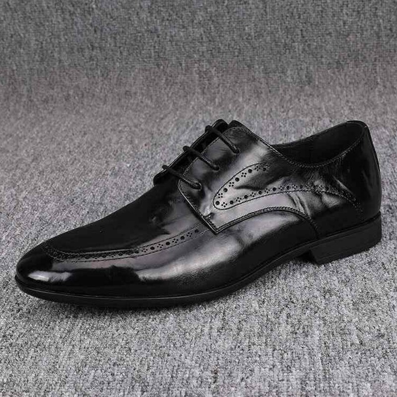春秋高档商务皮鞋男2026新款意大利布洛克雕花尖头正装德比鞋英伦