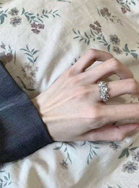 复古重工素圈简约戒指女白金色开口不掉色小众设计轻奢高级感饰品