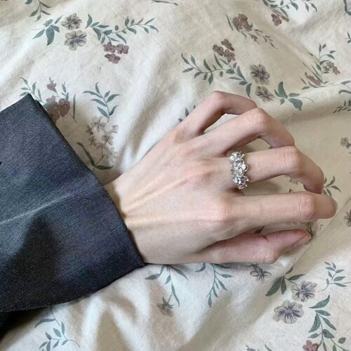 复古重工素圈简约戒指女白金色开口不掉色小众设计轻奢高级感饰品