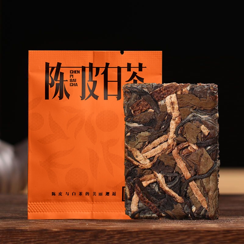 陈皮白茶小方片白茶独立包装新会陈皮老白茶叶寿眉小饼干独立包装