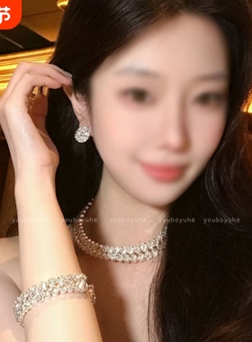 香奢名媛~爆闪满钻项链女轻奢高级感气质大气项圈晚礼服套装配饰