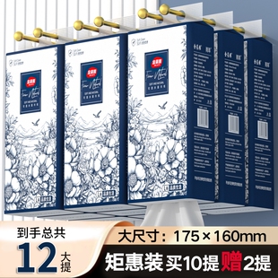 加大尺寸悬挂式抽纸10提送2提【送3个挂钩】纸巾实惠装卫生纸原生