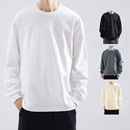 卫衣圆领白色内搭打底衫 T恤男黑色宽松春秋款 男 百搭纯色长袖 时尚