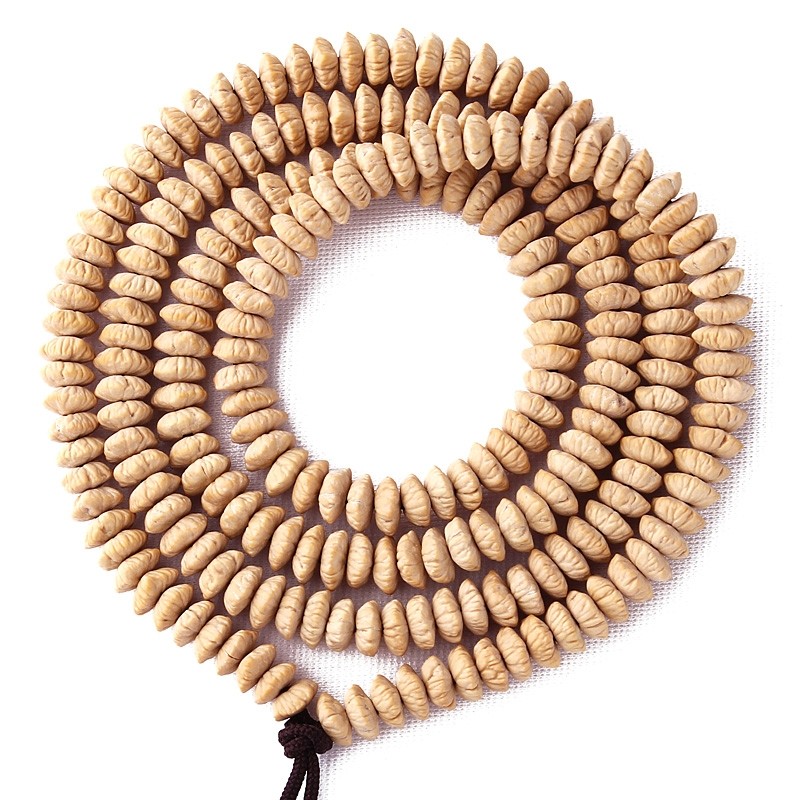 天然金叶莲花菩提籽佛珠项链配饰男女款文玩念珠手串九华山金钱子