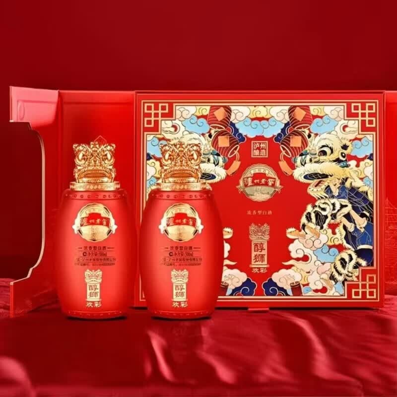 泸州老窖 醇狮欢彩 浓香型白酒 500ml*2瓶 礼盒装 送礼过节婚宴