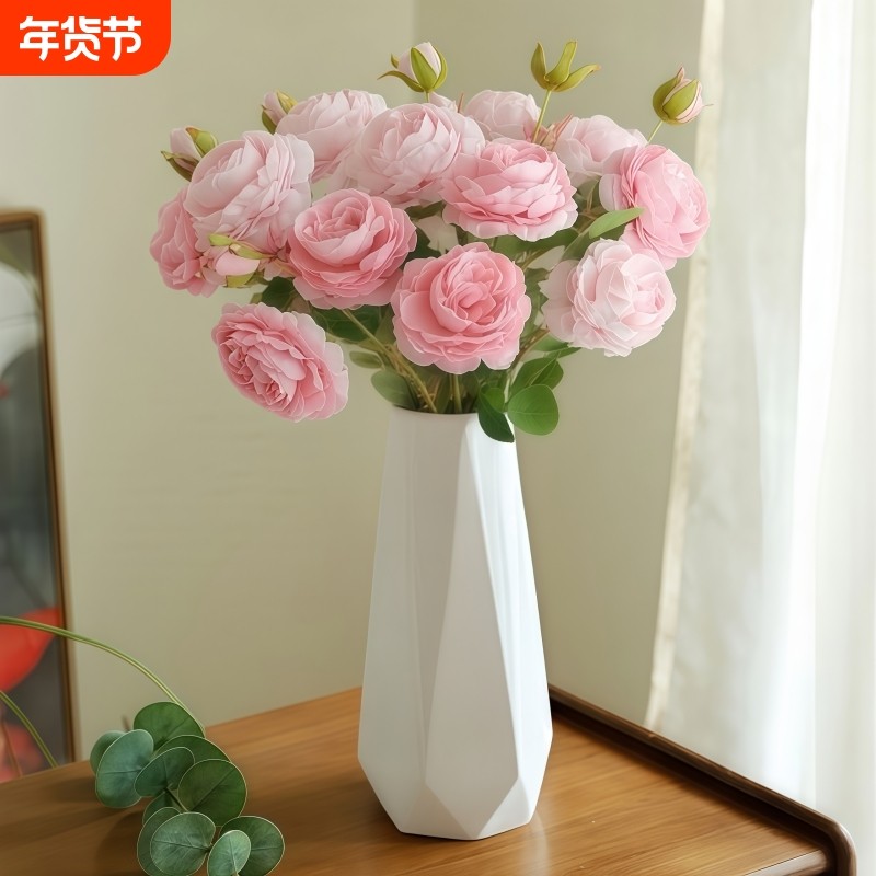 仿真花假花摆设花束玫瑰花客厅餐桌装饰高档高级感逼真干花永生花