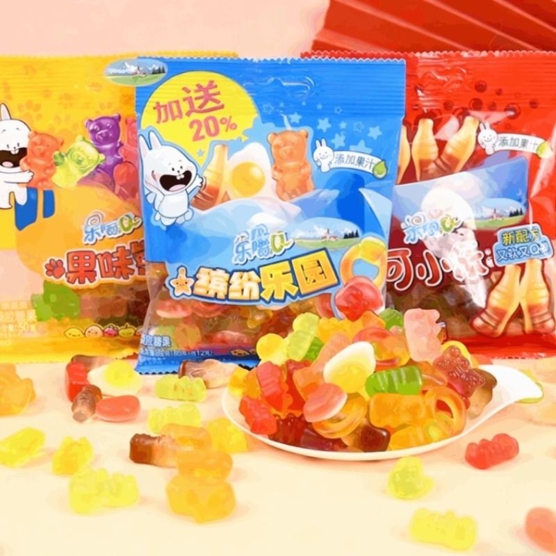 乐嚼QQ糖果汁果味软糖缤纷乐园小熊软糖橡皮糖儿童小零食