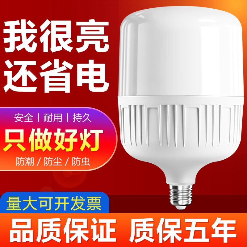 LED灯泡超亮家用室内护眼无频闪节能E27螺口白光大功率照明球泡