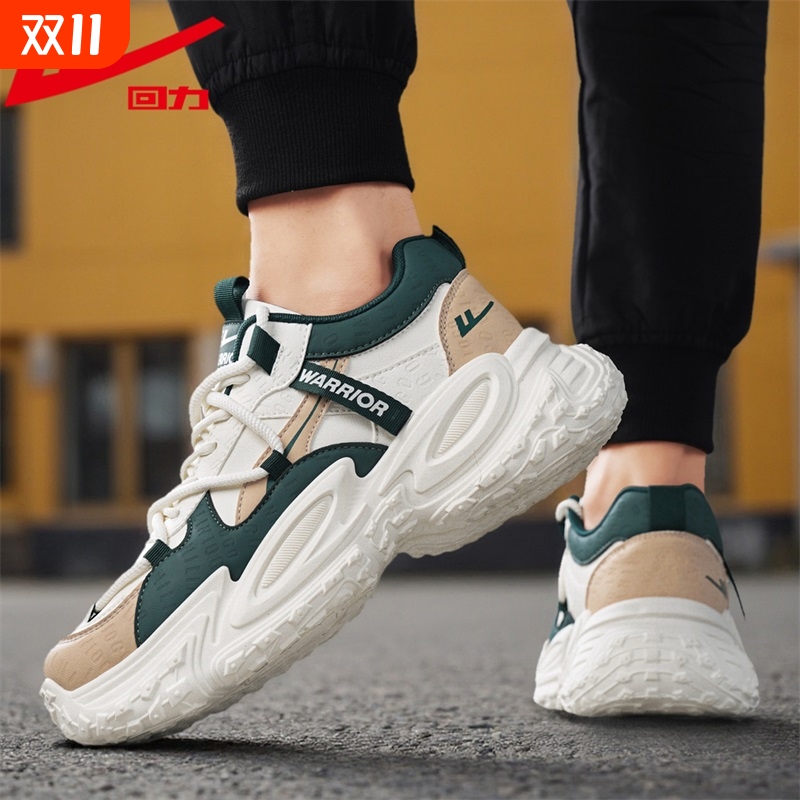 Warrior/回力男鞋秋冬厚底休闲运动鞋增高跑步防滑恶魔之眼老爹鞋