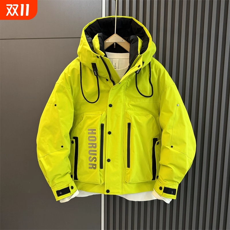 户外2025年新款冬季男士羽绒服短款潮牌男装青年连帽冲锋衣保暖冬