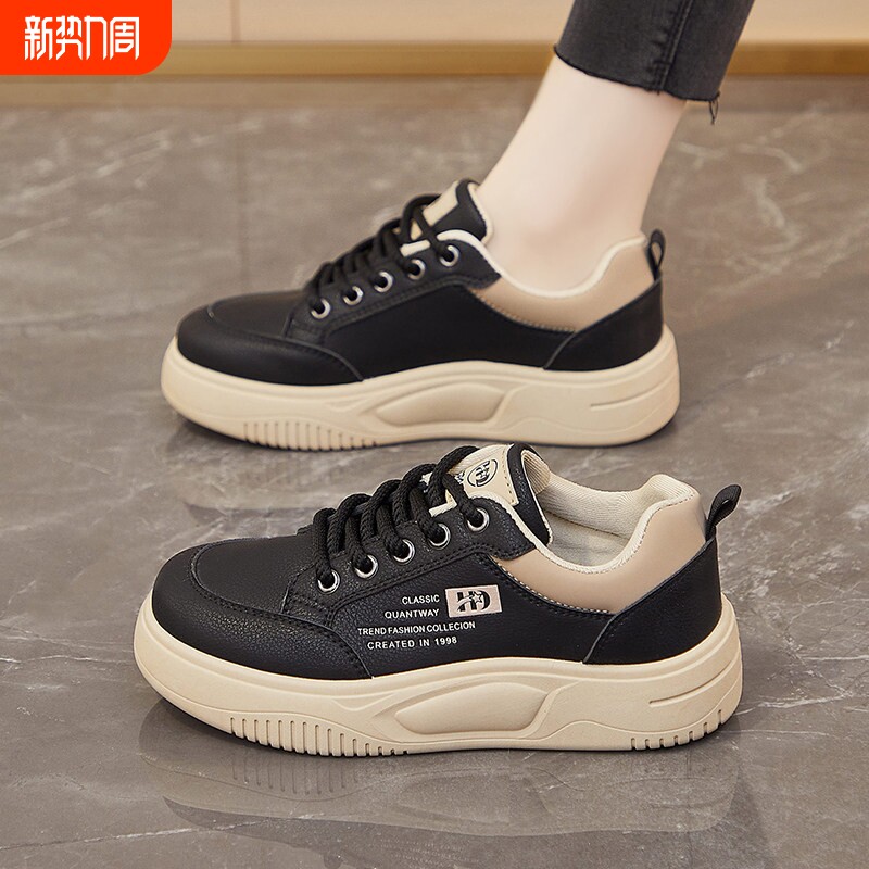 欧伦啄木鸟久站不累工作鞋女冬防水防滑厨房鞋黑色运动板鞋休闲小