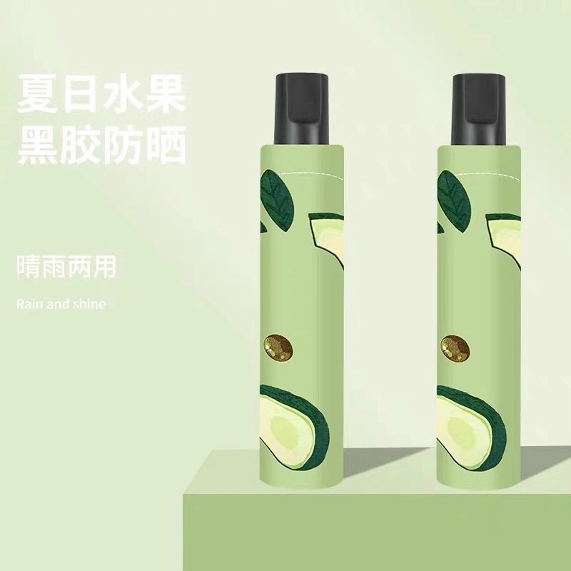 三折叠手动8骨黑胶水果花色伞晴雨伞防晒防紫外线遮阳太阳伞学生