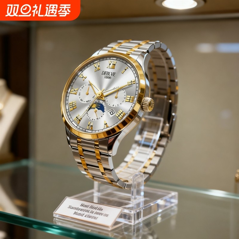 手表男款全自动男表数字双日历防水腕表男机械风全自动防水高级感