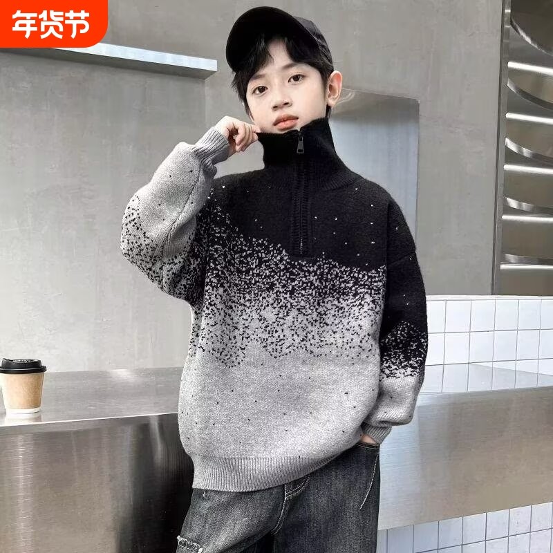 男童毛衣秋冬款2025秋季高领针织衫中大童儿童秋装潮红色黑色时尚,童装/婴儿装/亲子装,毛衣/针织衫,淘宝优惠券,粉丝福利购,淘宝优惠卷