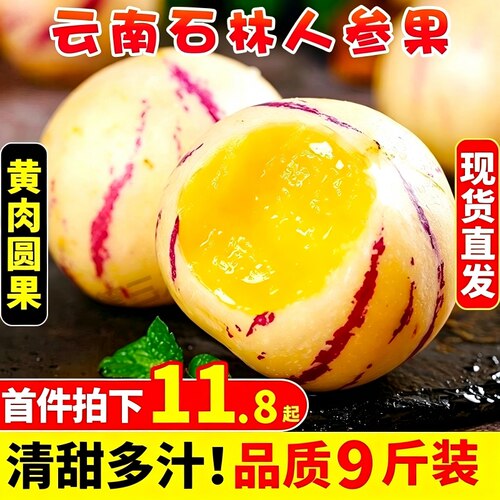 云南石林人参果9斤新鲜大果应季整箱人叁果水果七彩黄肉圆果包邮