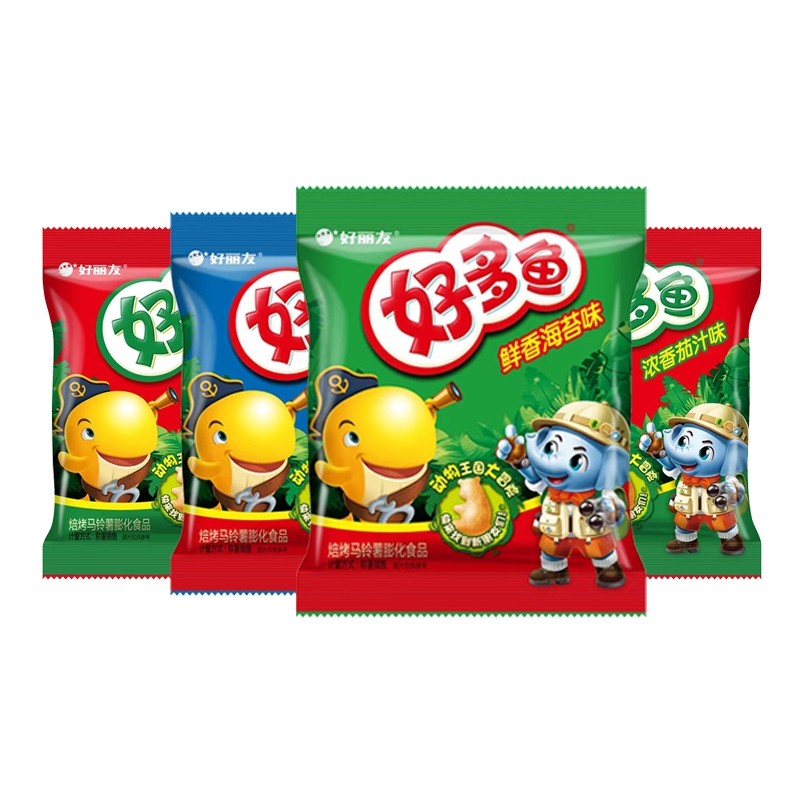 好丽友好多鱼饼干薯片约21g*4袋
