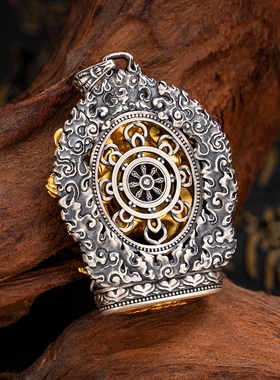 藏式S925纯银原创设计天珠六臂大威德民族风精工国潮吊坠批发跨境