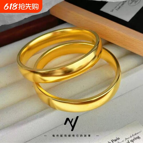 古法传承金店同款合金轮胎镯子素圈宽版手镯时尚手环镀金亮面磨砂
